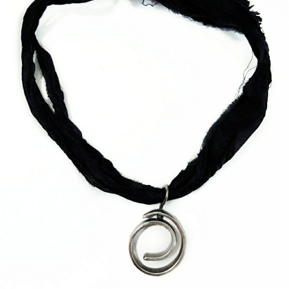 Artisan Brushed Solid Sterling Silver Swirl Pendant